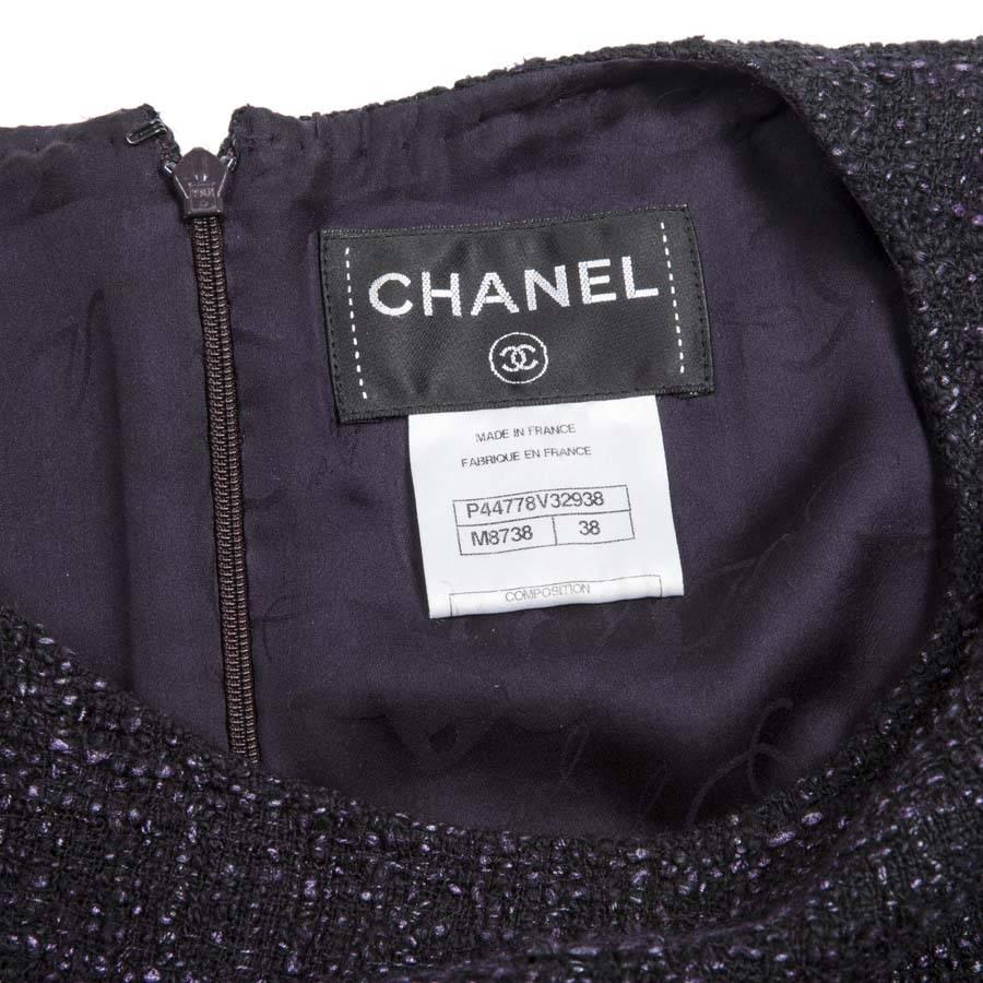 CHANEL Wrap Dress in Black and Purple Tweed Size 38EU 4