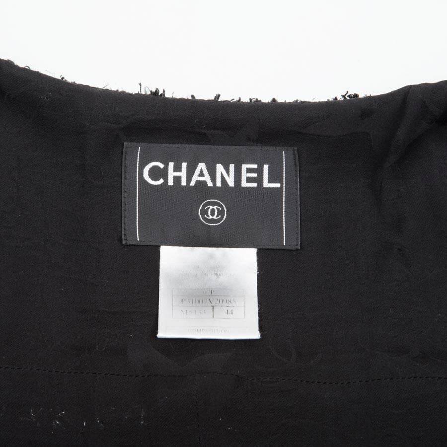 Women's CHANEL Jacket in Black Tweed Embroidered with Silver Thread 'Coco...' Size 44 EU