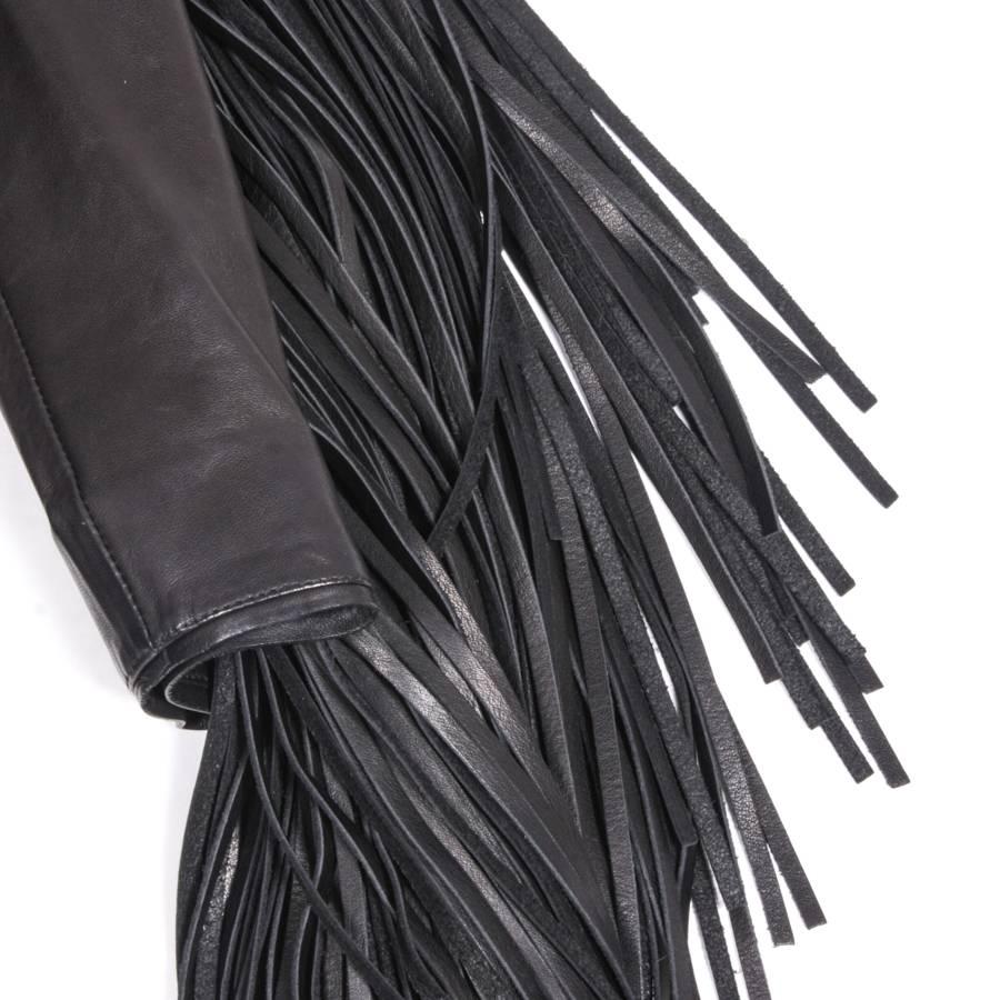 TOM FORD Top in Black Dipped Lamb and Foal Leather with Fringes Size 38EU 3