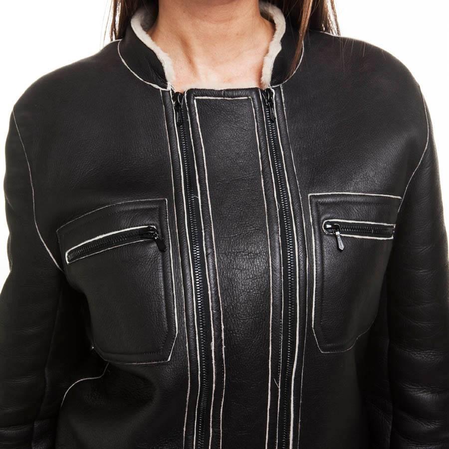 CHANEL Jacket in Black Lambskin Leather Size 42EU For Sale at 1stDibs