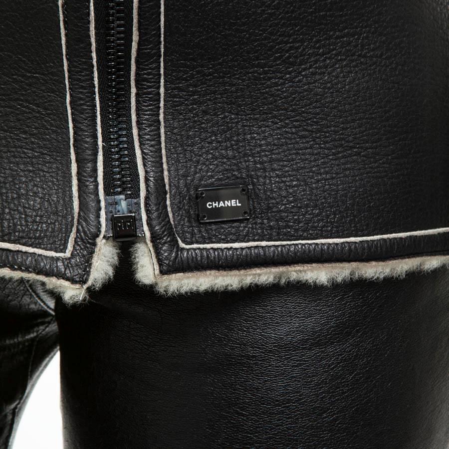CHANEL Jacket in Black Lambskin Leather Size 42EU 2