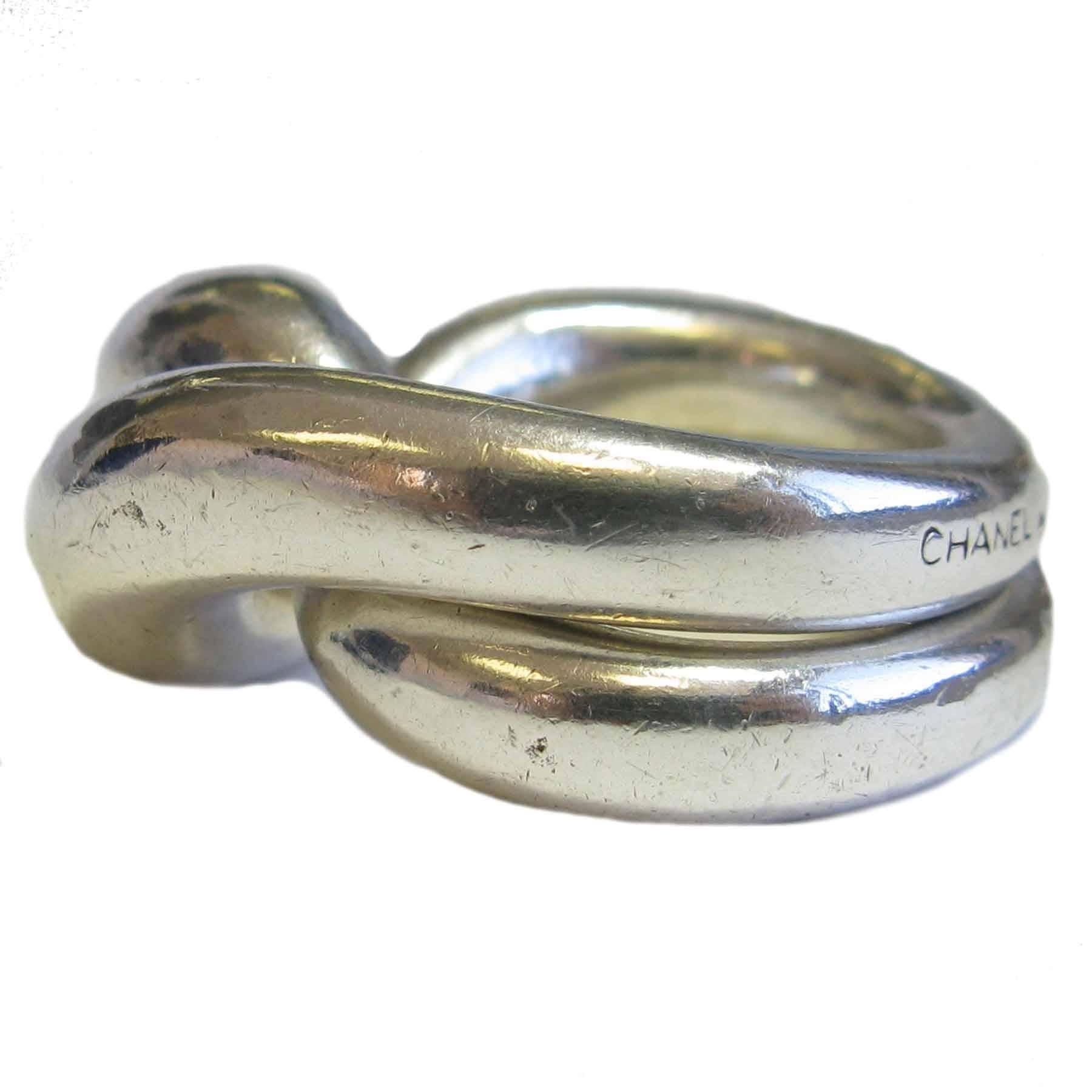 CHANEL Double Ring In Sterling Silver Ag925 Size 50 EU - 5.5 US 2
