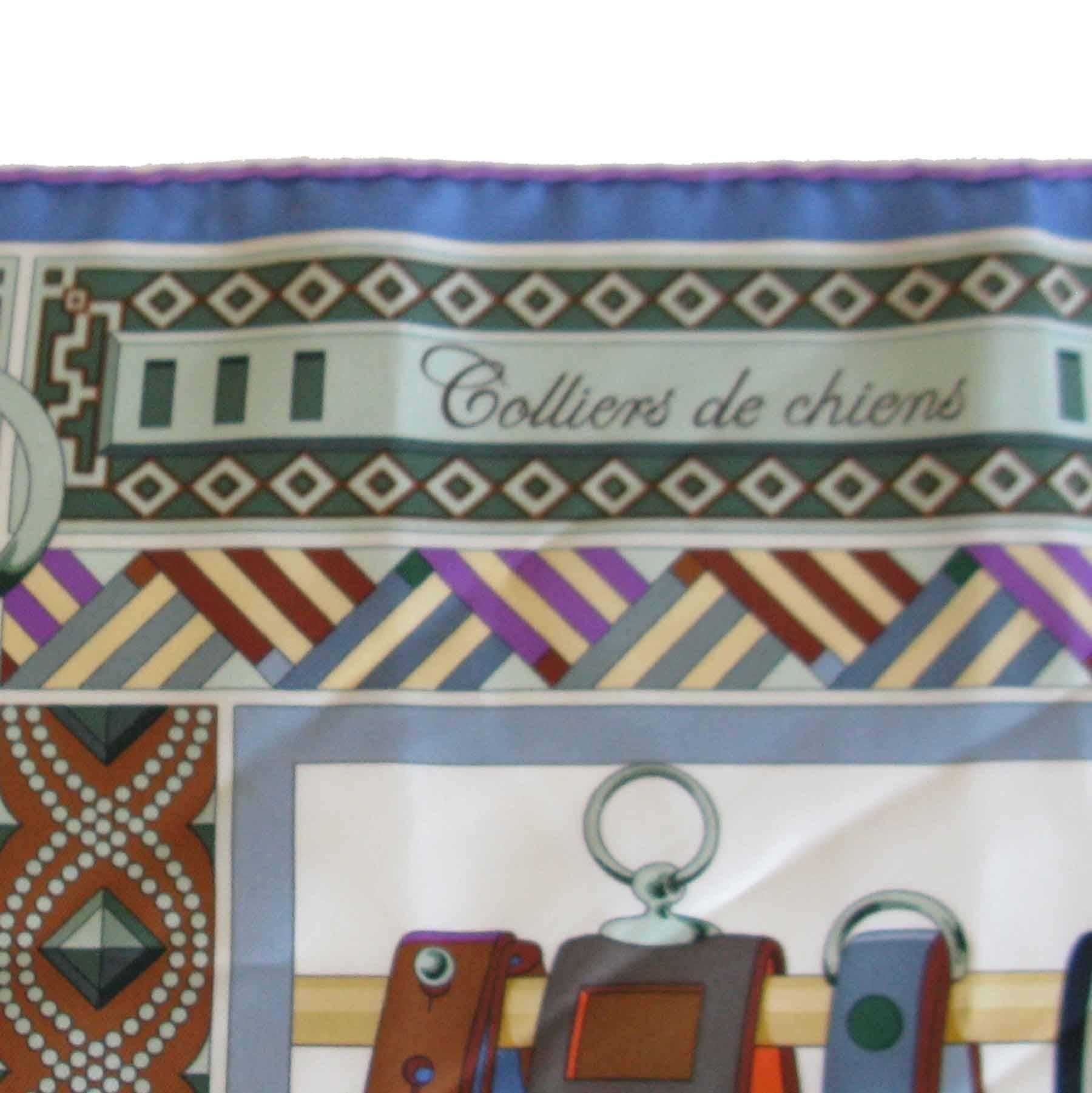 Brown HERMES 'Collier de Chien' Scarf in Multicolored Silk