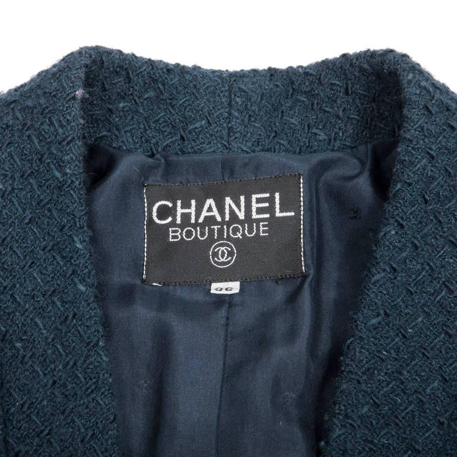 Women's CHANEL Straight Cut Coat in Blue Wool Size 36EU