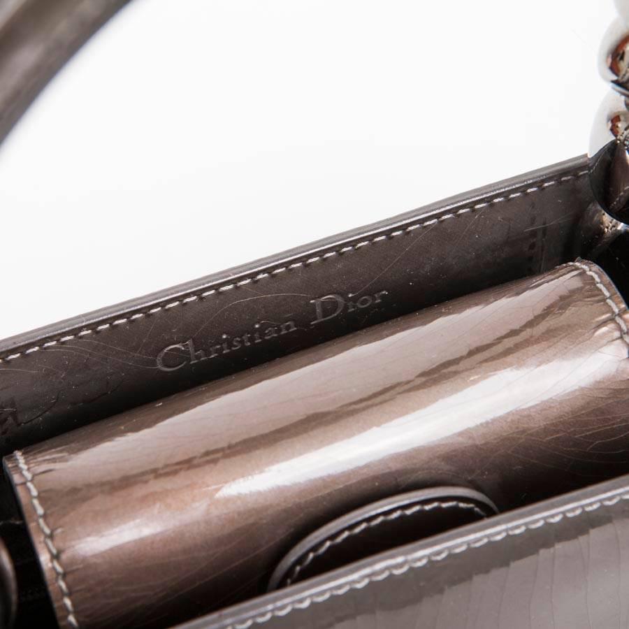 DIOR 'Lady D' Handbag in Brown Patent Leather 3