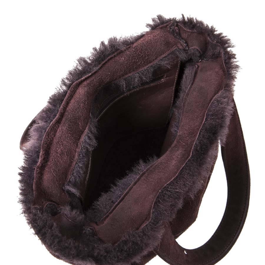 CHANEL Mini Tote Bag in Plum Brown Shearling 1