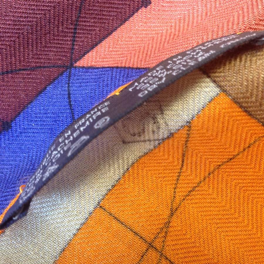 Women's or Men's HERMES 'Echec au roi' Shawl in Multicolored Cashmere and Silk