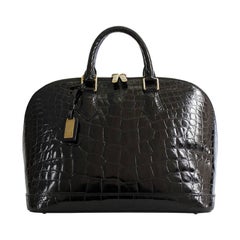 Rare LOUIS VUITTON 'Alma' Handbag in Black Shiny Alligator Leather For Sale  at 1stDibs