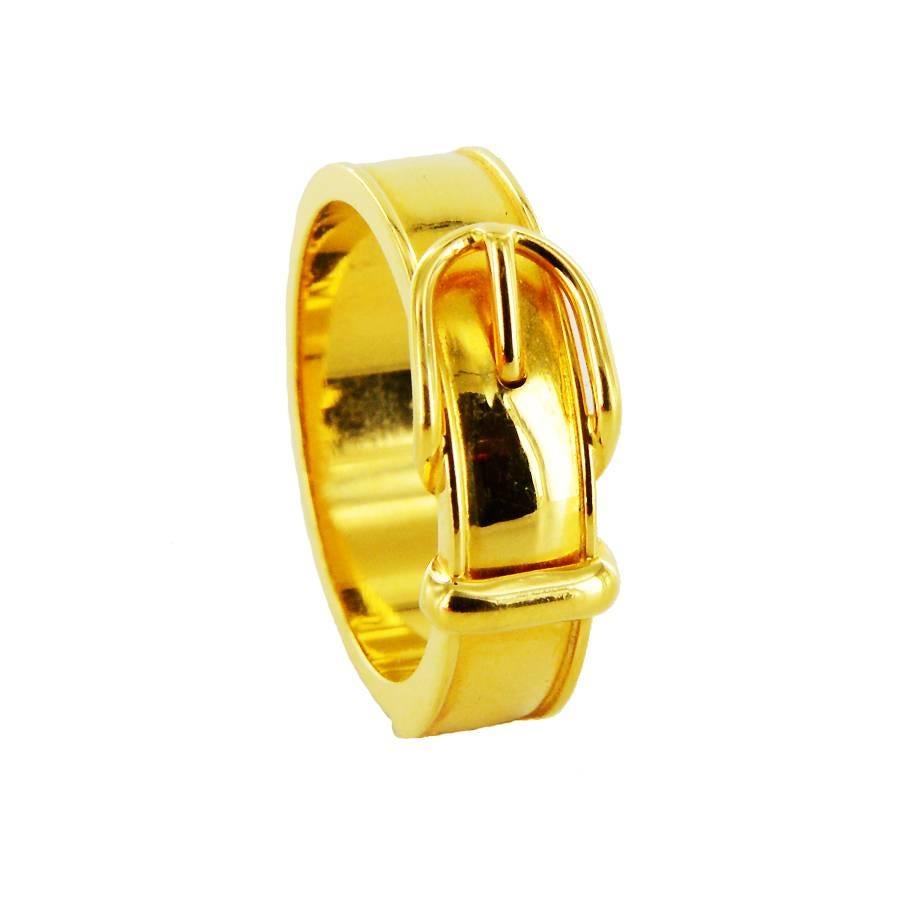 HERMES Ring in Gold Plated Metal Size 10 1/4 US 1