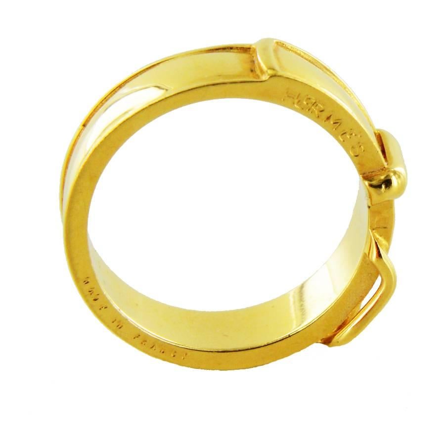 HERMES Ring in Gold Plated Metal Size 10 1/4 US In Excellent Condition In Paris, FR
