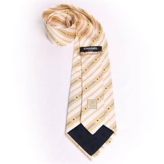 CHANEL Stripes Tie in Yellow Silk