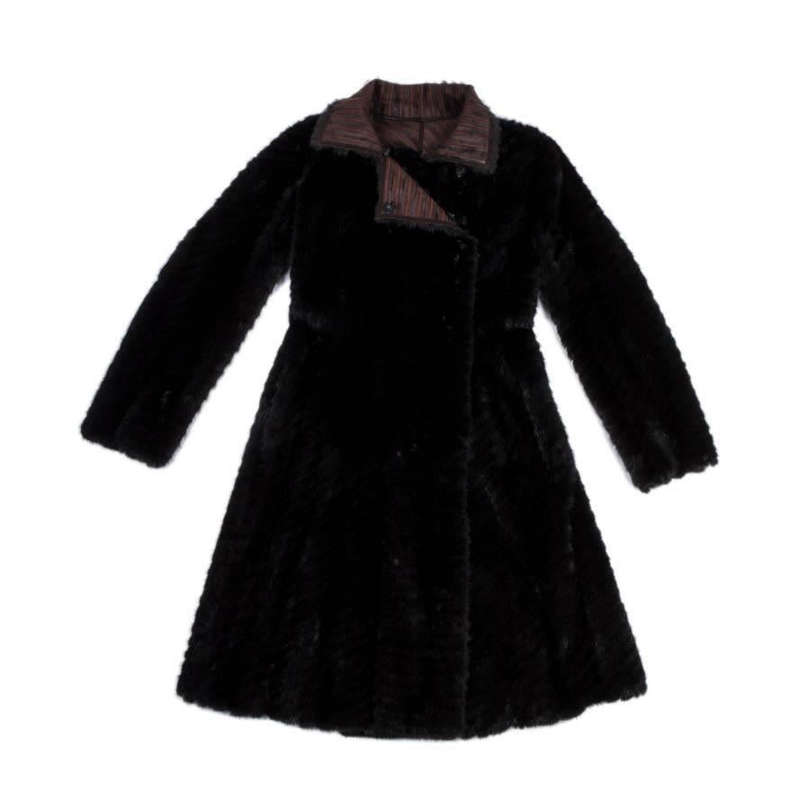 FENDI Crossover Coat in Brown Mink Fur Size 38EU