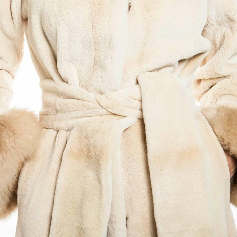 MILADY Long Coat in Shaved Beige and Sand Mink Fur Size 42EU at 1stDibs ...