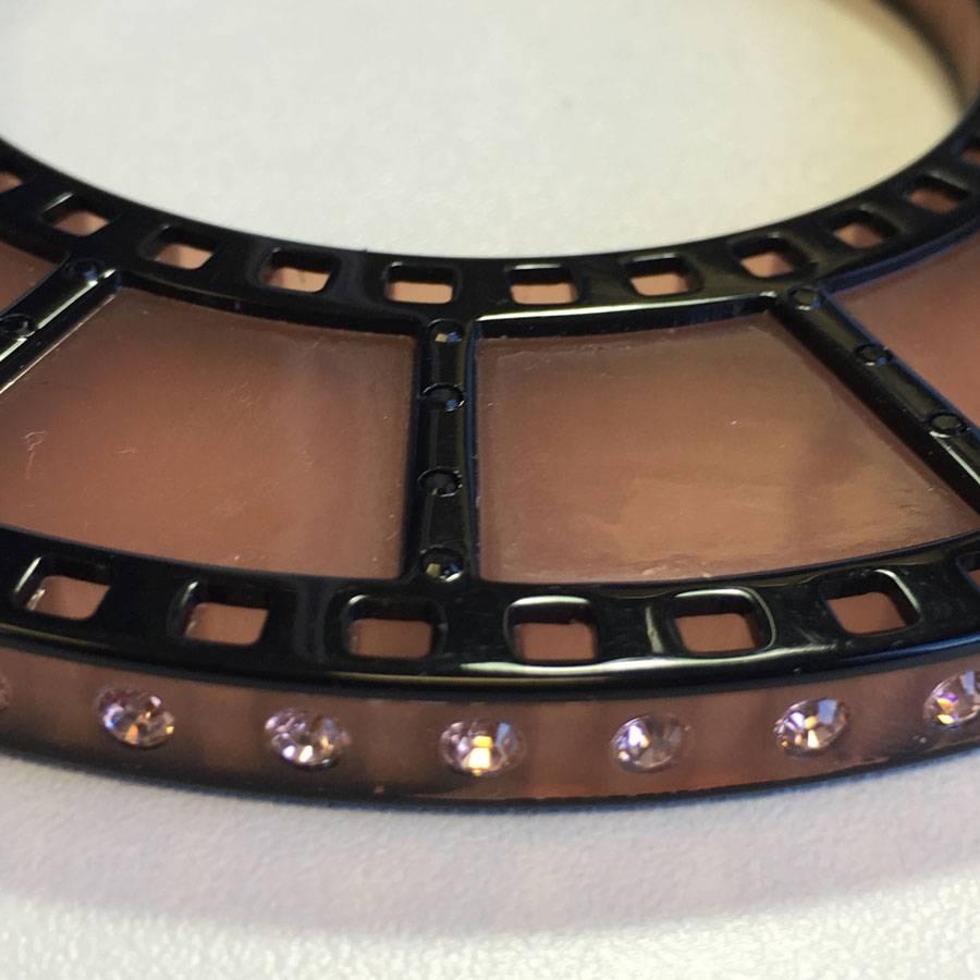 Women's JEAN PAUL GAULTIER Strip of Film Bracelet in Black and Old Pink Resin