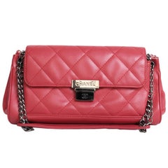 CHANEL 'Accordion' Shoulder Bag in Red Caviar Leather
