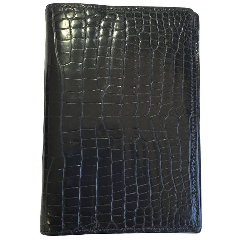 HERMES Agenda Cover in Black Porosus Crocodile Leather For Sale at 1stDibs