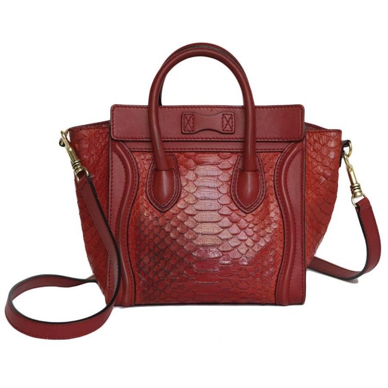 CELINE 'Nano' Bag in Red Python and Leather. For Sale at 1stdibs
