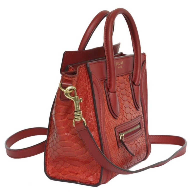 Celine Nano Bag In Red Python And Leather For At 1stdibs Celine Nano Bag In Red Python And Leather Good Condition For