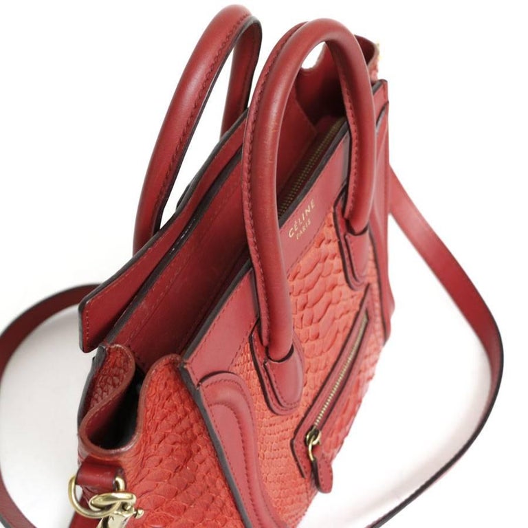 CELINE &#39;Nano&#39; Bag in Red Python and Leather. For Sale at 1stdibs
