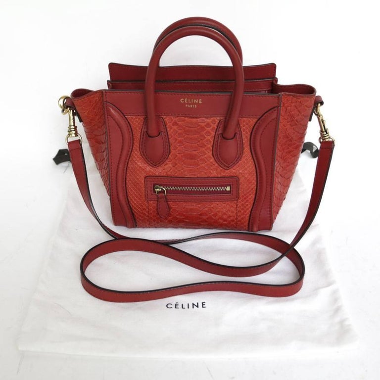 CELINE 'Nano' Bag in Red Python and Leather. For Sale at 1stdibs