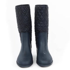 CHANEL Mid-Boots in Blue Padded Leather and Plastic Size 39EU
