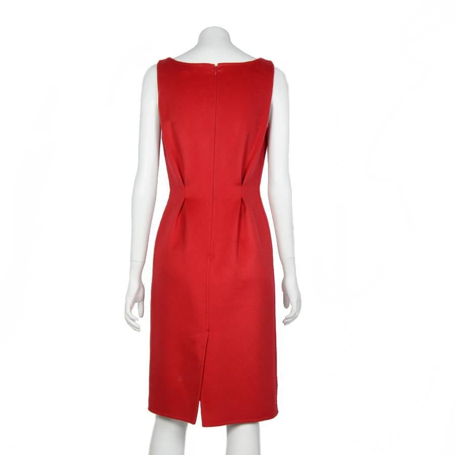 DIOR Tank Top Dress in Red Cashmere Size 38EU In Good Condition In Paris, FR
