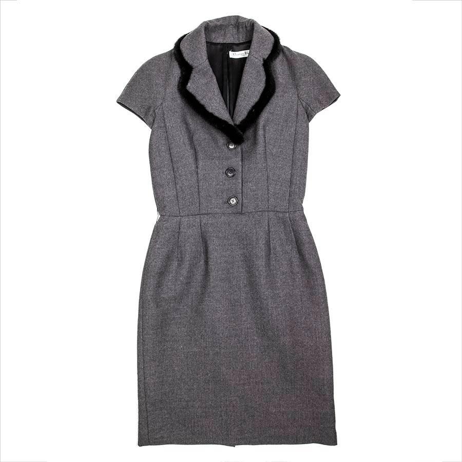 CHRISTIAN DIOR Sheath Dress in Gray Wool Size 36EU 3