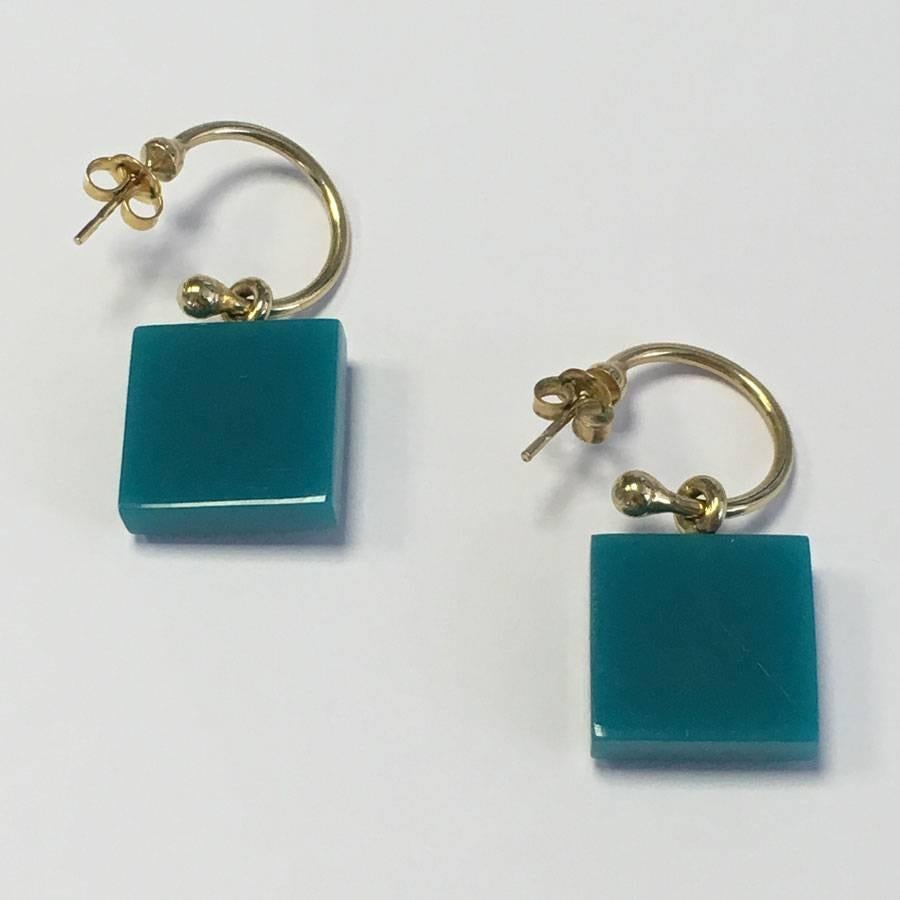 Women's CHANEL Turquoise Square Stud Earrings
