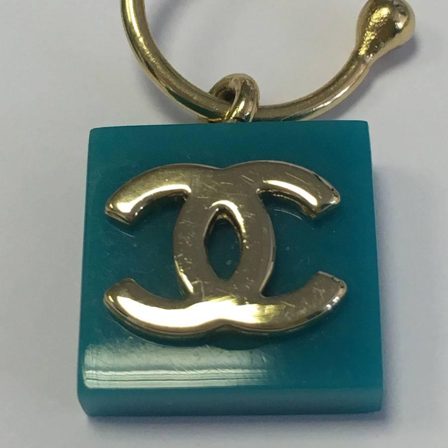 CHANEL Turquoise Square Stud Earrings In Good Condition In Paris, FR