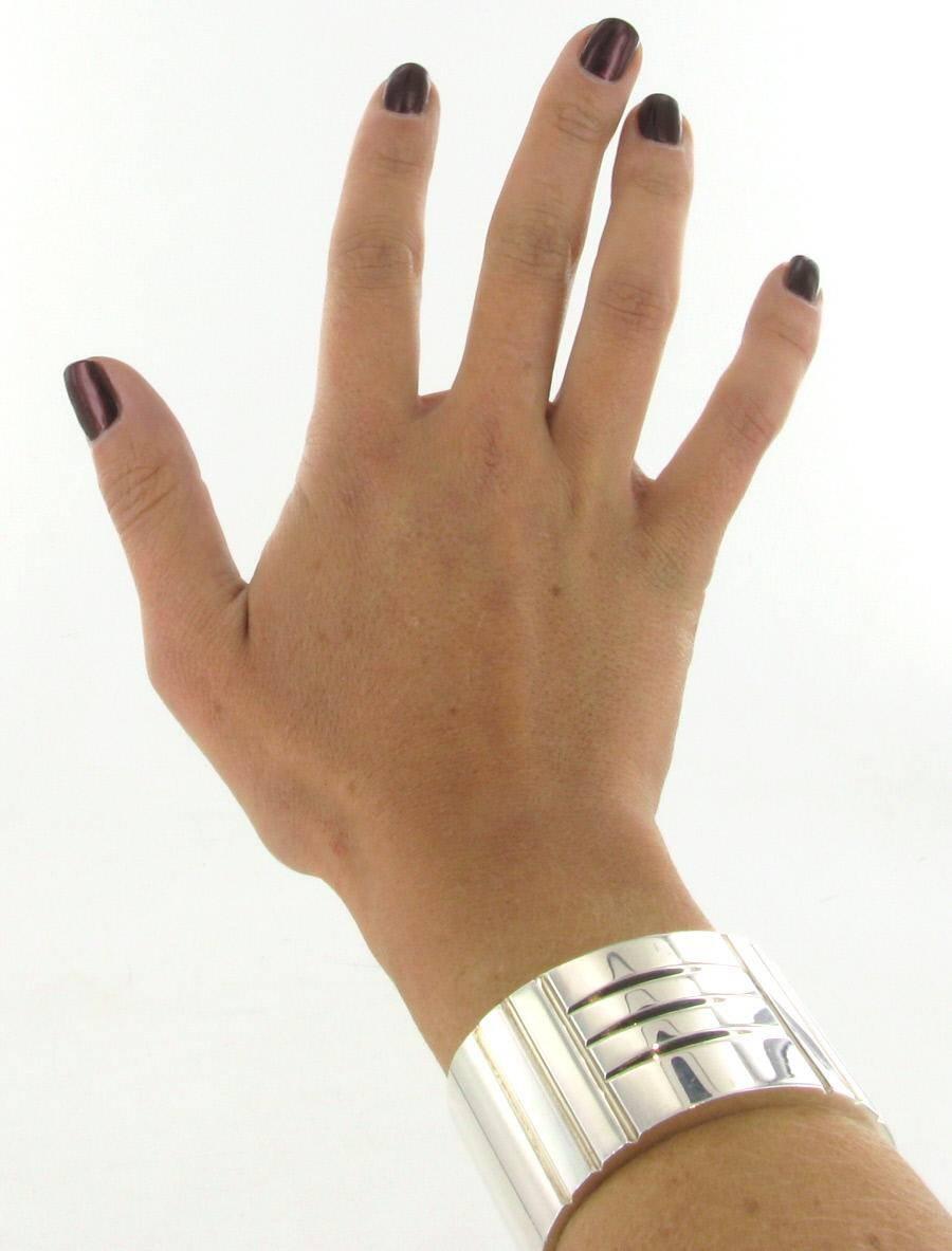 Women's HERMES 'Kellylock' Cuff Bracelet in Sterling Silver Size S
