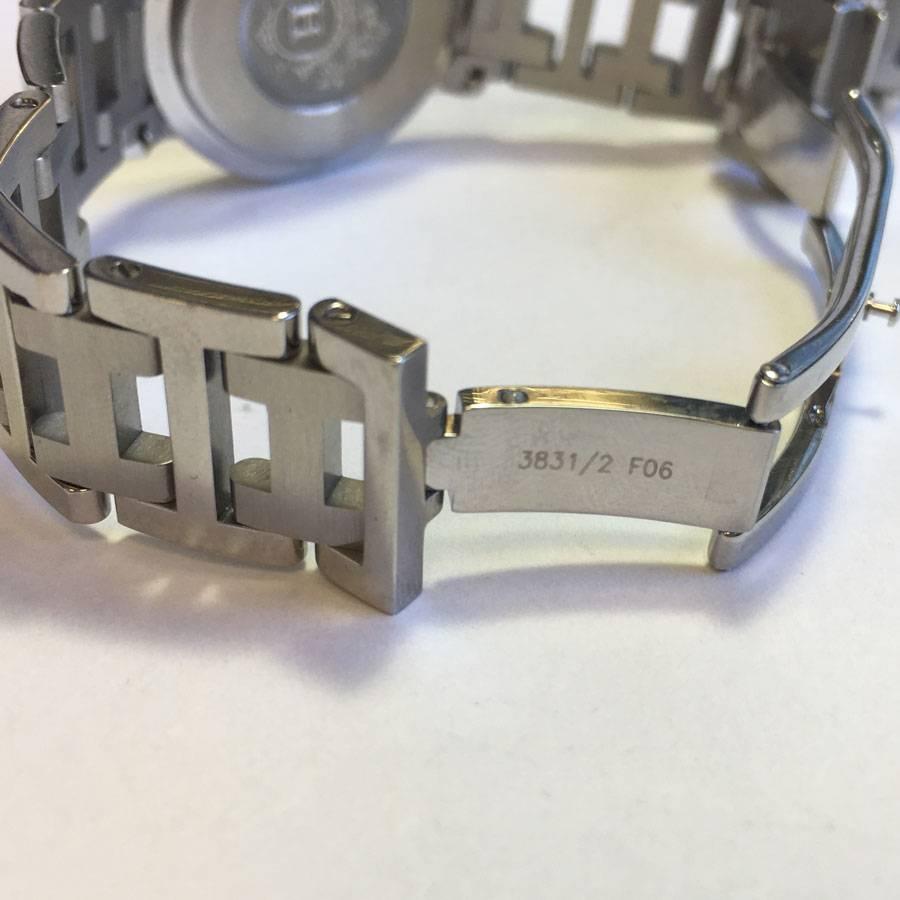 Women's HERMES 'Clipper' Stainless Steel Quartz Wristband Watch Medium Size For Sale
