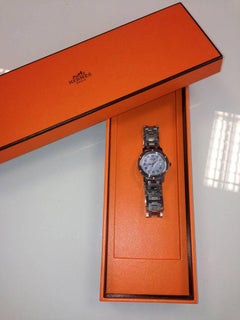 HERMES 'Clipper' Stainless Steel Quartz Wristband Watch Medium Size