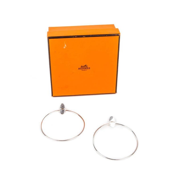 HERMES Hoop Earrings in Sterling Silver Ag925 at 1stDibs