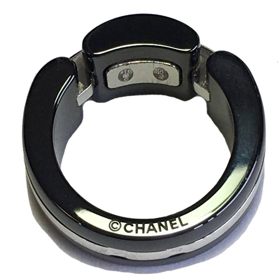 CHANEL 'Ultra' Model Ring i White Gold, black ceramic and diamonds Size 51 EU 2