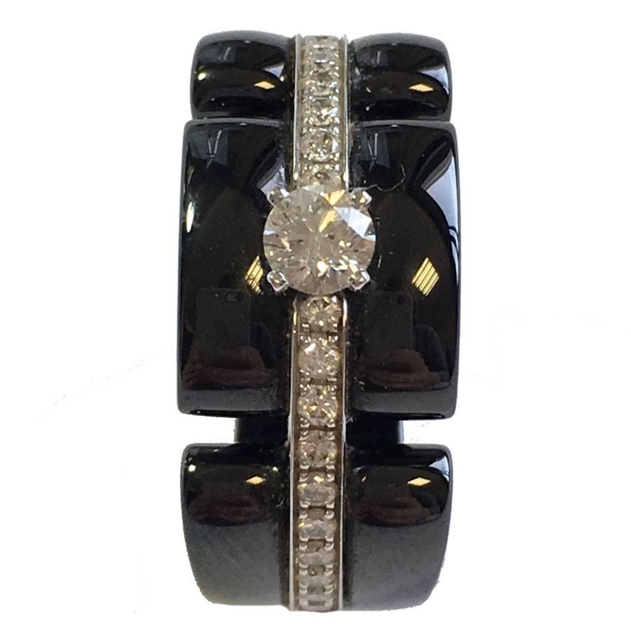 CHANEL 'Ultra' Model Ring i White Gold, black ceramic and diamonds Size 51 EU In Good Condition In Paris, FR