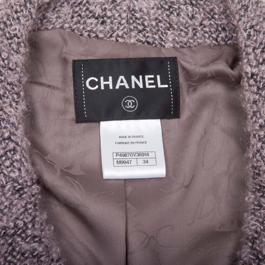 Women's CHANEL Short Jacket in Rosewood Mohair with its Scarf Size 34 FR