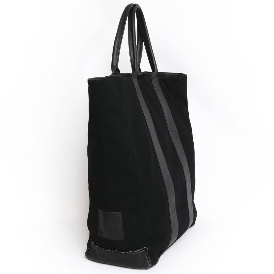 CHANEL Tote Bag aus schwarzem Jersey und Leder (Schwarz) im Angebot