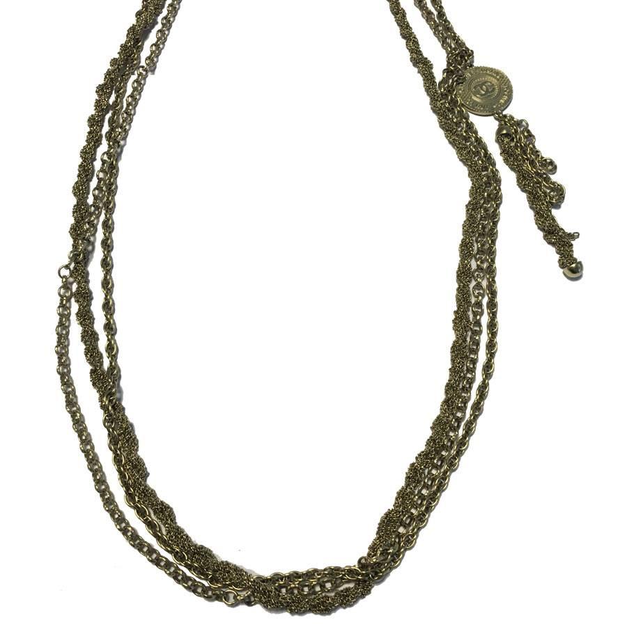 Women's CHANEL 3 Chains Necklace in Gilded Metal