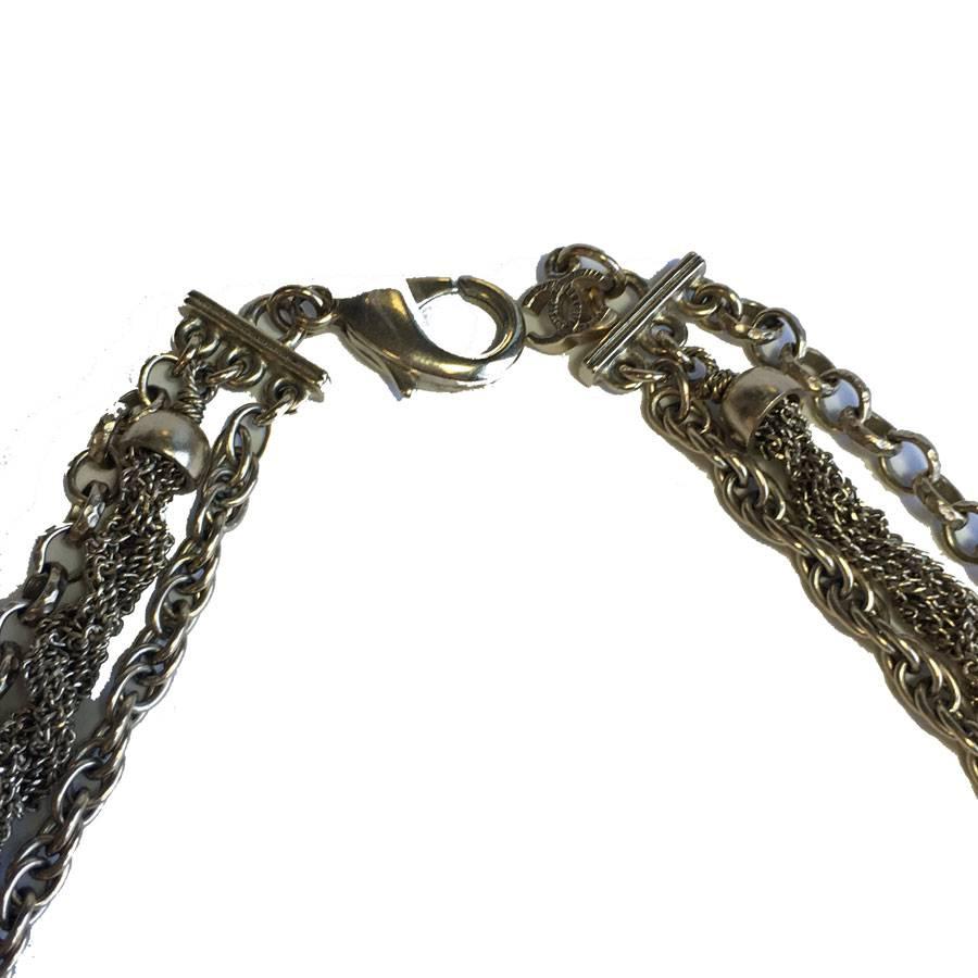 CHANEL 3 Chains Necklace in Gilded Metal 1