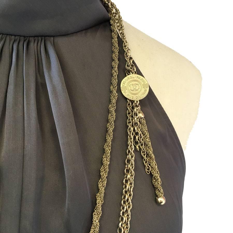 CHANEL 3 Chains Necklace in Gilded Metal In Excellent Condition In Paris, FR