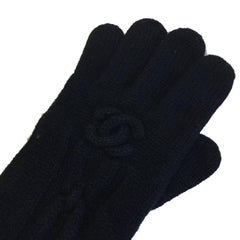 CHANEL Long Gloves in Black Cashmere Size 7.5 EU