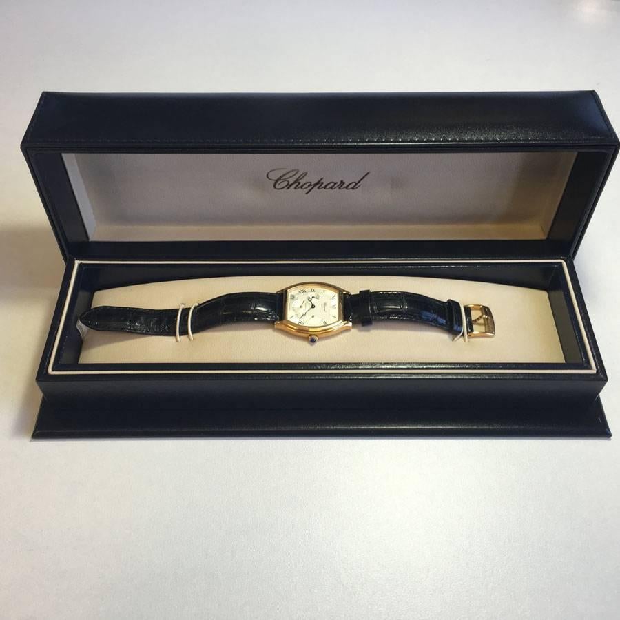 Men's CHOPARD Automatic 'Reserve de Marche' Watch in Black Leather and Case in Gold
