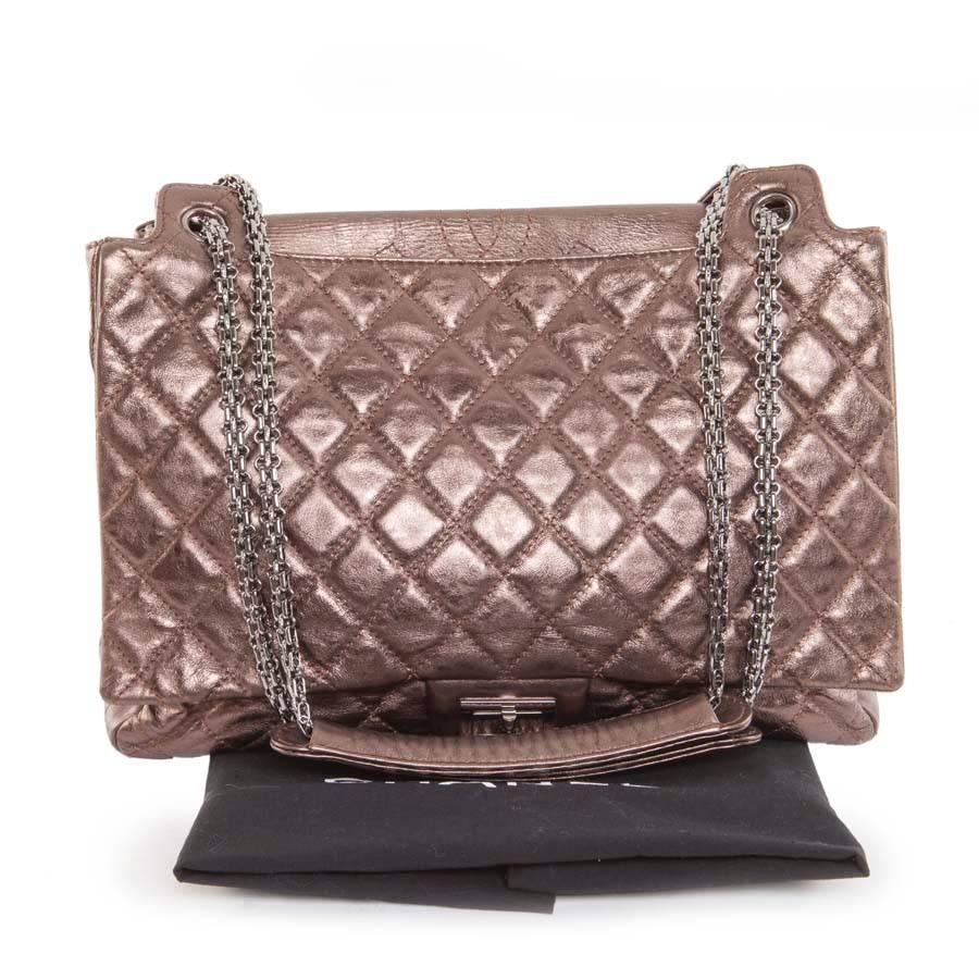 Women's CHANEL Tote Bag in Glossy Brown Shiny Quilted Leather