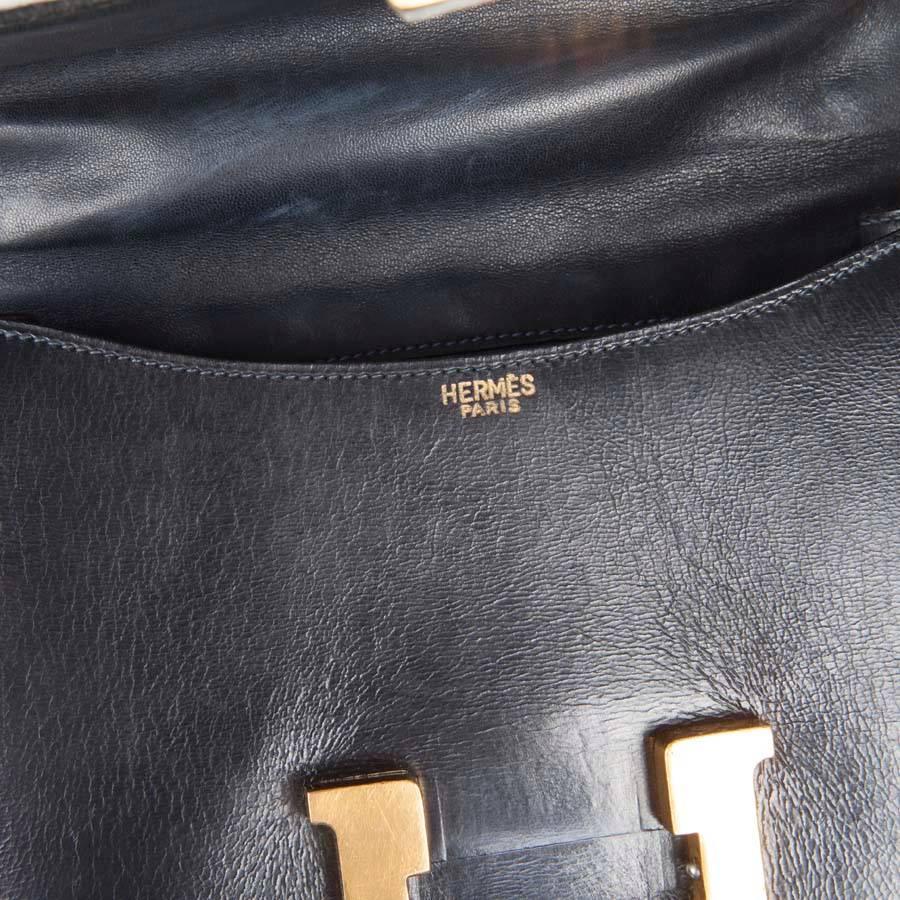 Women's HERMES Vintage Constance Bag in Navy Box Leather