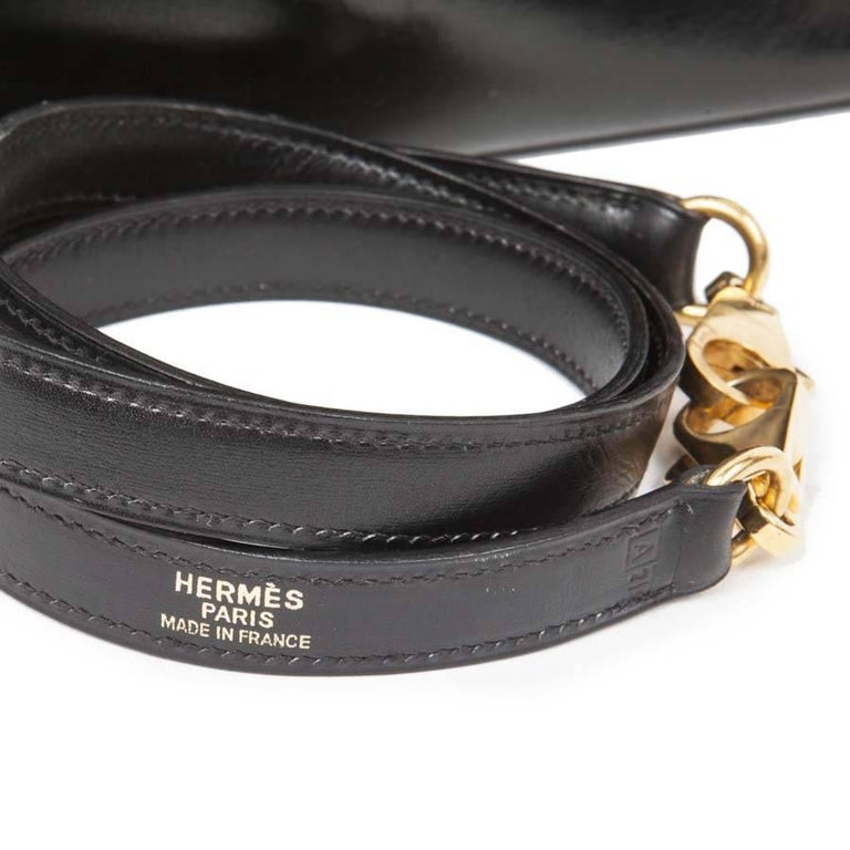HERMES Vintage Kelly 32 Bag in Black Box Leather with its Strap For Sale at 1stDibs hermes
