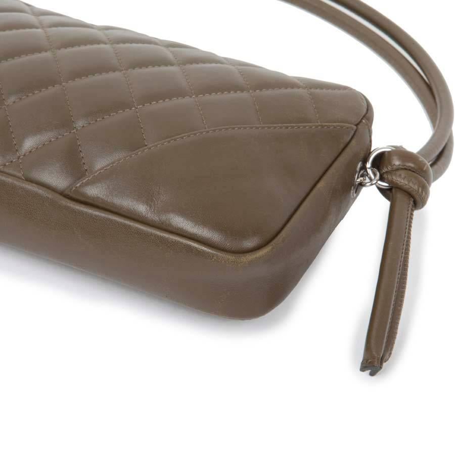 CHANEL 'Cambon' Clutch Bag in Khaki Green Quilted Leather 1