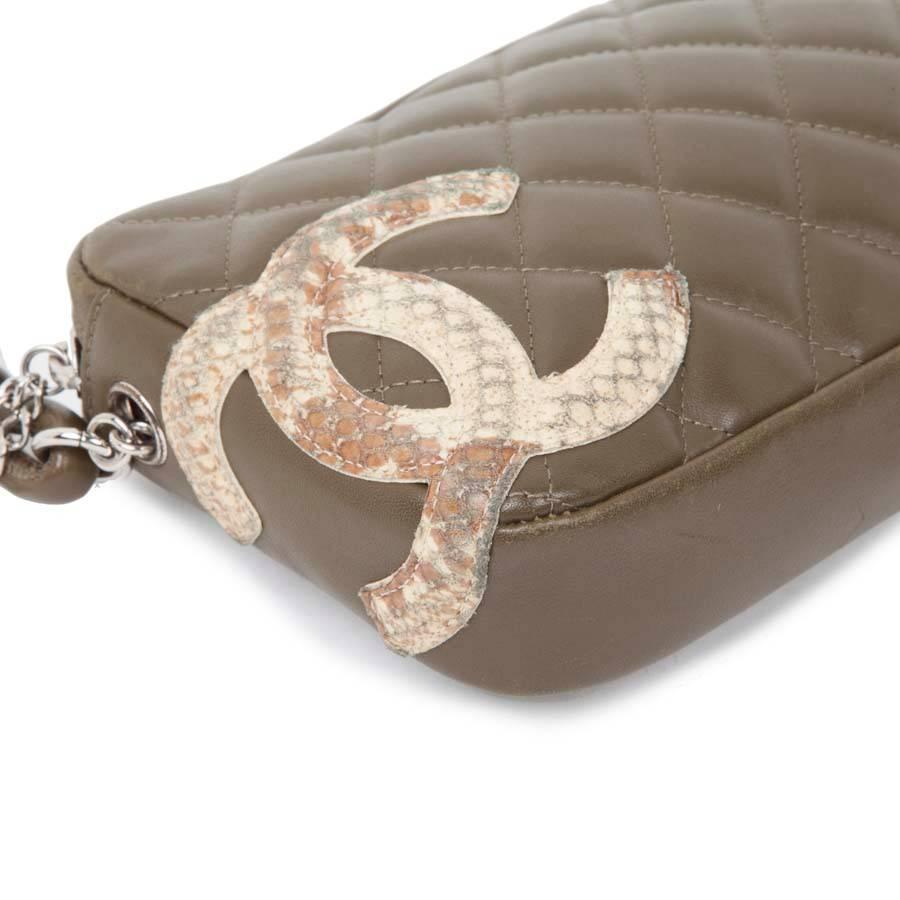 Women's CHANEL 'Cambon' Clutch Bag in Khaki Green Quilted Leather