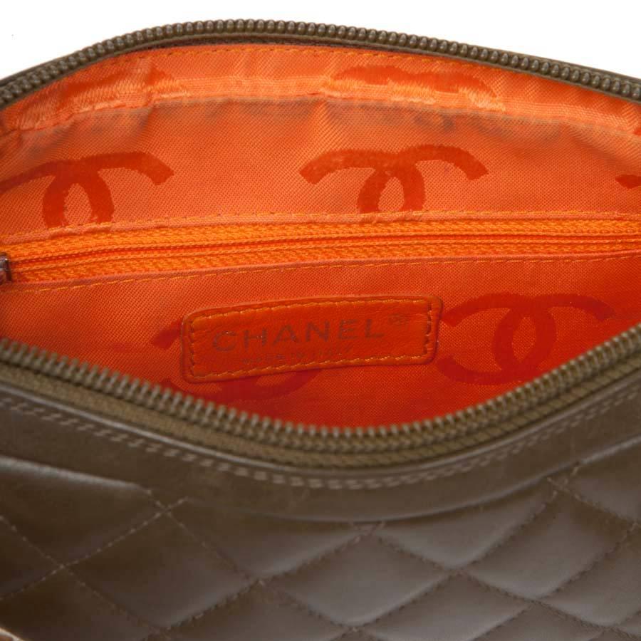 CHANEL 'Cambon' Clutch Bag in Khaki Green Quilted Leather 2