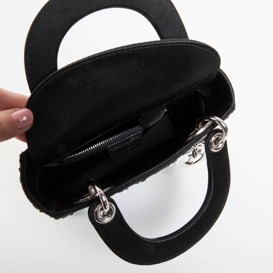 CHRISTIAN DIOR Mini Lady D Evening Bag in Black Silk Satin set with Swarovski 1