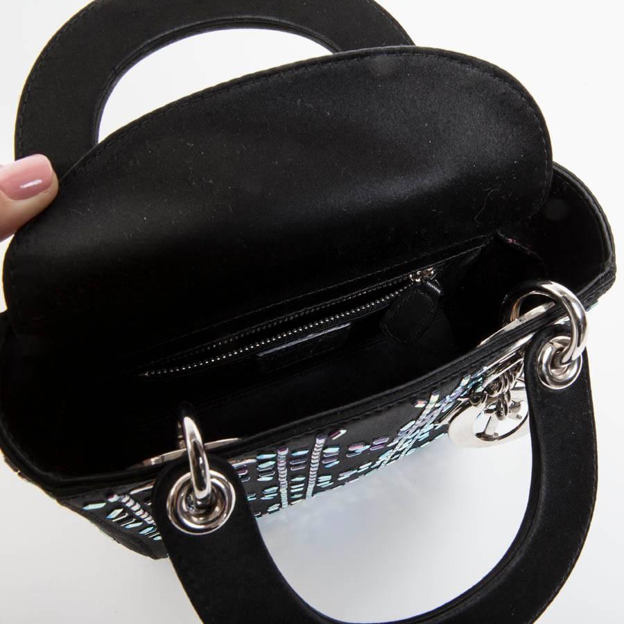Women's CHRISTIAN DIOR Mini Lady D Evening Bag in Black Silk Satin set with Swarovski